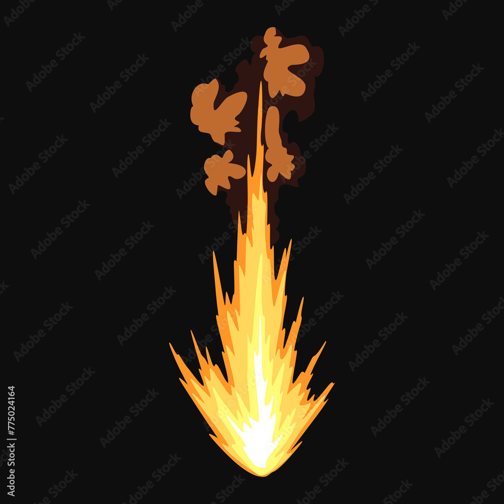Gunfire Shell Splashes Gun flashe or gunshot animation. Fire explosion effect during the shot ...