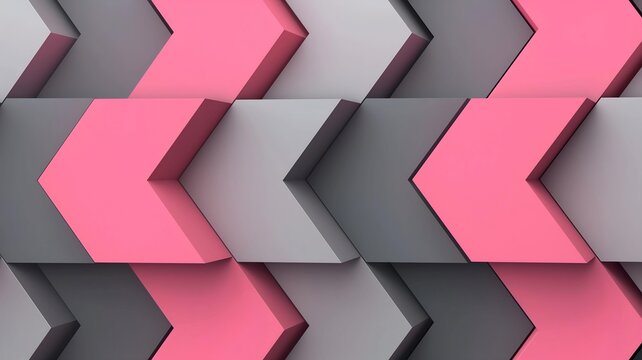 Gray and pink color 3d chevron abstract pattern background with arrowhead design 