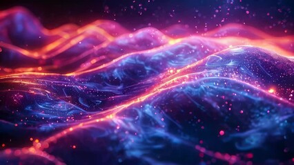 Poster - Abstract digital background with glowing particles. Futuristic wave