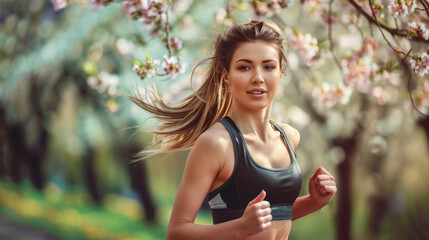 Wall Mural - Woman running in thes summer