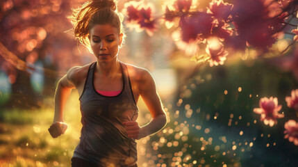 Wall Mural - Woman running in thes summer