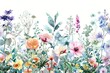 Pastel Garden Botanical Bliss: Watercolor Wildflower Border	
