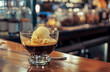 Affogato Coffee with Vanilla Ice Cream in Glass