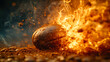 free space on the left corner for title banner with macro photography of a fragmented explosion of a single coffee bean