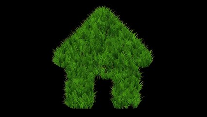 Wall Mural - Beautiful illustration of house symbol with green grass effect on plain black background