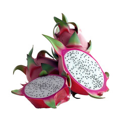 Wall Mural - A dragon fruit cut in half on a transparent