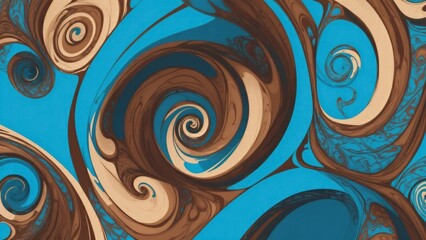 Brown and blue wallpaper with a colorful swirl