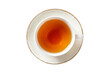 Fresh brewed black or red tea in a cup, topview and isolated
