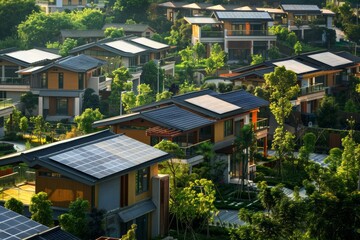 Aufkleber -  Houses in Chinese cities use solar power Environmentally friendly, saves on electricity costs 