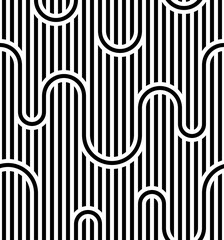 Sticker - Vector seamless texture. Modern geometric background. A grid of wavy stripes.