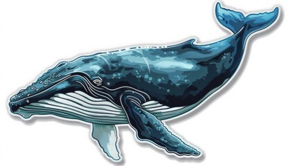 Sticker - A sticker of a whale is shown in this illustration, AI