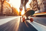 Dynamic Skateboarding Close-up on City Street