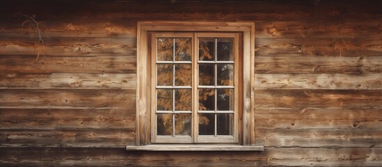 Poster - A wooden structure with a transparent glass window showcasing a traditional architectural design