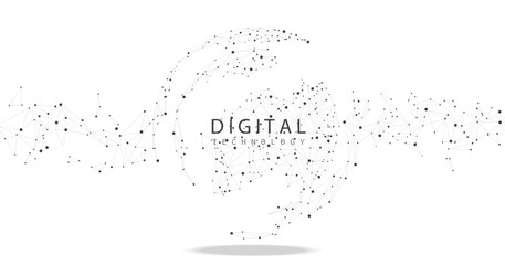 Aufkleber - Futuristic digital innovation background for connection global. World image on white background. Connection technology for business. 3D vector illustration.