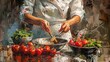 A tantalizing glimpse into culinary perfection, depicted with bold strokes of oil paints.