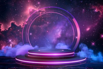 Wall Mural - abstract circle neon background. hud futuristic technology