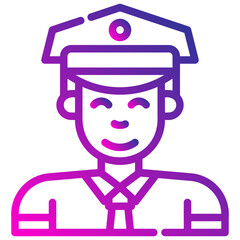 avatar policeman. vector single icon with a dashed line gradient style. suitable for any purpose. for example: website design, mobile app design, logo, etc.