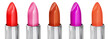 5 Various Lipsticks isolated on transparent background PNG cut out