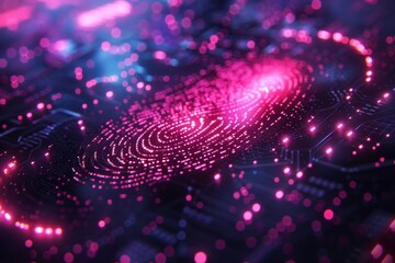 Aufkleber - neon background enhances the visual appeal of the cyber security system using fingerprint technology