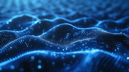 Poster - Contemporary abstract blue backdrop with a zigzag pattern. Cutting-edge design. Themes include innovation, artificial intelligence, connectivity, digital marketing, finance, promotion, and visuals.