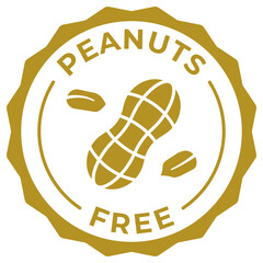 Wall Mural - Peanuts free label vector icon illustration. No added nuts brown logo, symbol, badge, tag or emblem isolated in circle design. No peanuts product stamp, seal, sticker, mark or tag
