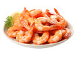 Cooked shrimps isolated on transparent background, PNG available