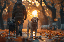 A Loyal Service Dog Assisting Its Owner With Mobility Challenges, Providing Invaluable Aid And Companionship. Concept Of Independence And Assistance. Generative Ai.