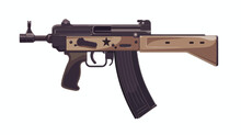 Gangster Submachine Gun - Vector Illustration Flat Vector