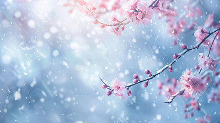 Sticker - snow and flowers background