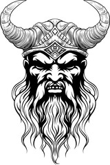 Wall Mural - Viking Warrior Man Strong Mascot Face in Helmet