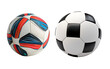 Close up of a set of soccer balls, modern and classic, Isolated on Transparent Background, PNG