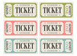 Collection of vintage retro tickets or coupons. Movie tickets isolated on white background. Vector illustration.