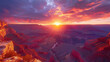 A fiery sunset over the Grand Canyon - nature's grandeur