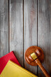 Law education concept - judge gavel and law book