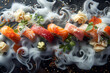 Sushi set assorted sushi nigiri sushi roll with salmon traditional Japanese food.