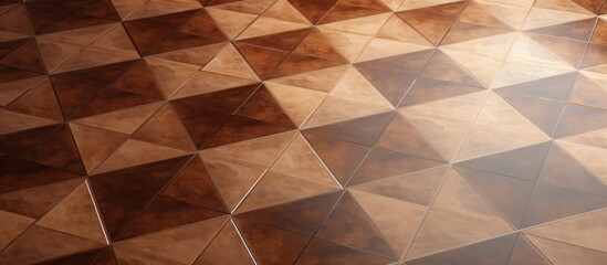 Poster - A detailed view of a tiled surface with an intricate brown and white design that creates a captivating pattern