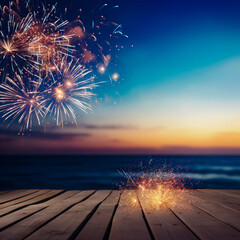 Wall Mural - lifestyle photo fireworks with room for text.
