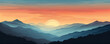 panorama of mountains landscape. dramatic sky at sunset.