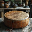 Shamanic Drum Ready for Spiritual Journeying The instrument blurs into the shadows