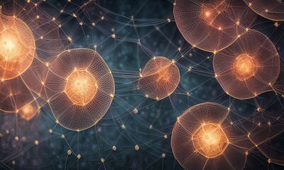 Wall Mural - Molecule of neurons and nervous system AI generated