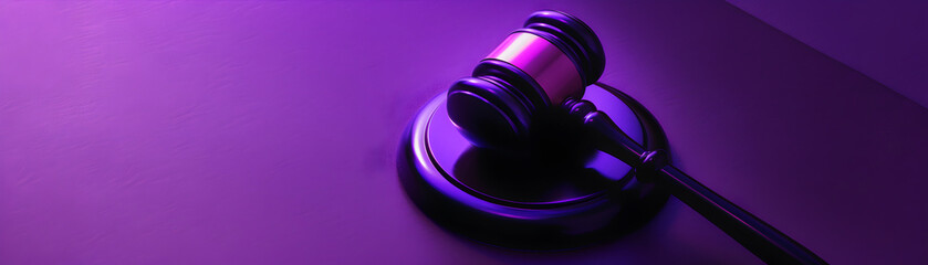 Wall Mural - Purple Gavel on Purple Background