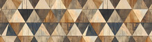 A Wood Grain Patterned Wall With Triangles. The Pattern Is Made Up Of Different Shapes And Sizes Of Triangles