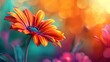 Close up of gerber flower., Orange Gerbera under the warm light of sunbeam in morning in beautiful garden for creating the flower background Ai generated  