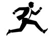 Businessman running or jumping silhouette. Vector illustration