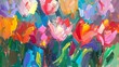 © AlfaSmart - Oil painting, abstract tulip flowers in bright, colorful shades