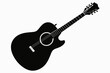 © mk graphics - Black Silhouette Guitar on White Background.