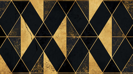 Wall Mural - Simple chic black and gold minimalist repeating elegant pattern design with geometric sophisticated shapes. generative ai	
