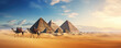 Great panorama of pyramids in egypt. copy space for text.
