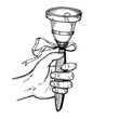 Bell in hand engraving PNG illustration