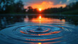 © LabirintStudio - Sunset reflected in water with ripples